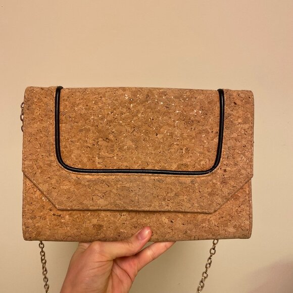 Cork Envelope Clutch Crossbody Convertible Vintage Cork Bag - Picture 1 of 7